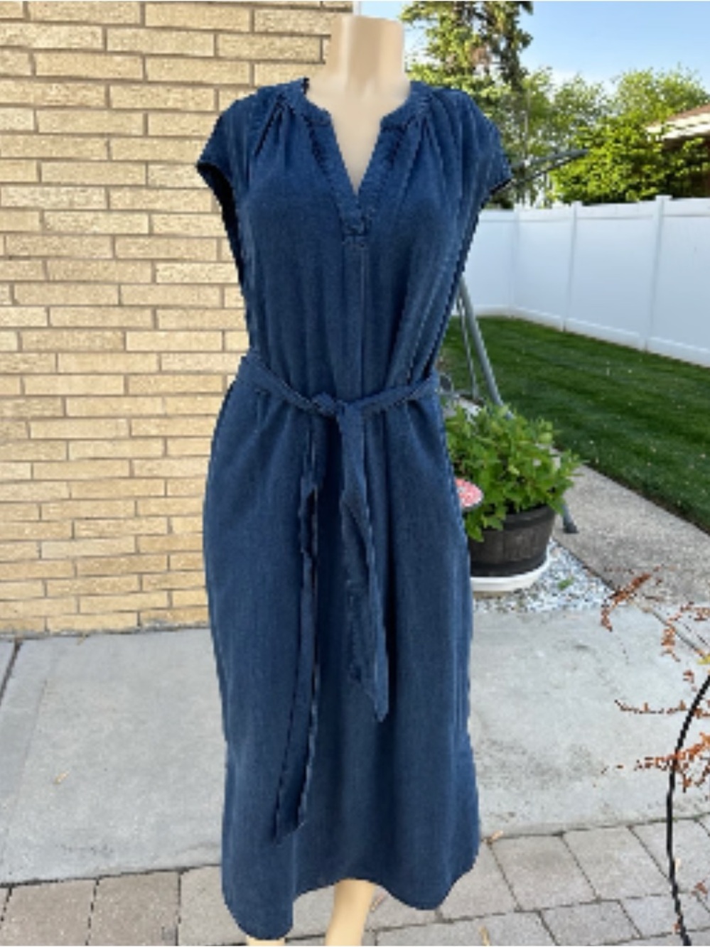 Banana Republic Indigo Belted Midi Dress